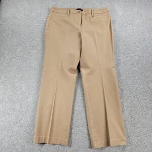 Talbots Womens Curvy Fit Pants 12 Tan Khaki Cotton Button Pockets Career Office